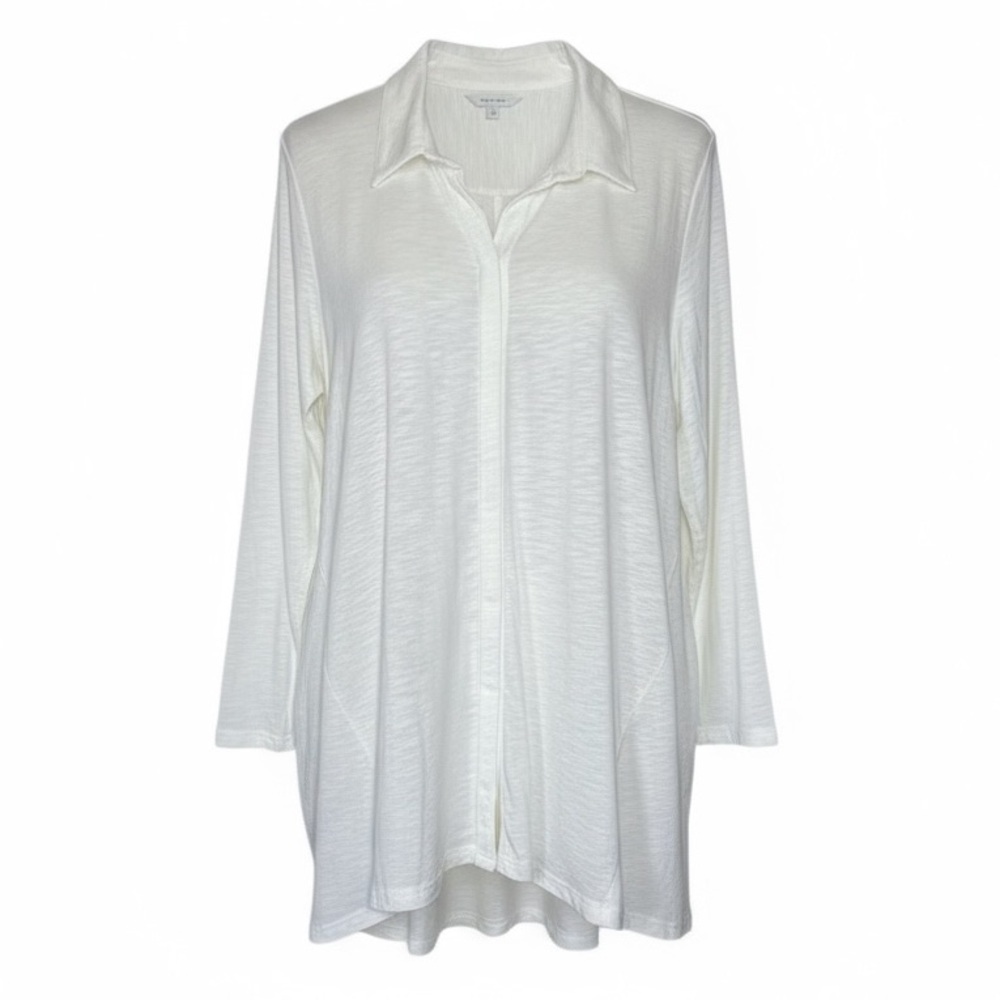 Soft Surroundings Pima Cotton Tunic Top Womens Size 3X Soft Knit Button Up Boho